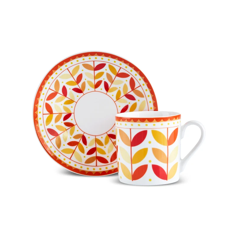Karaca Tracy Gold 12-teiliges Bone China Espresso Türkisch-Kaffeetassen-Set für 6 Personen, 80 ml, Mehrfarbig