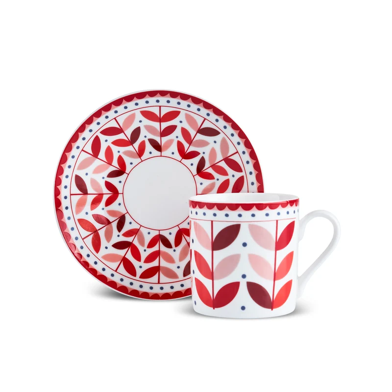 Karaca Tracy Gold 12-teiliges Bone China Espresso Türkisch-Kaffeetassen-Set für 6 Personen, 80 ml, Mehrfarbig