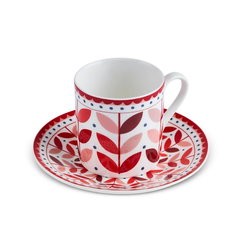 Karaca Tracy Gold 12-teiliges Bone China Espresso Türkisch-Kaffeetassen-Set für 6 Personen, 80 ml, Mehrfarbig