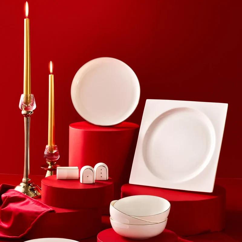 Karaca Fine Pearl Extra Nish 62-Teiliges 12-Personen Geschirrset Platin
