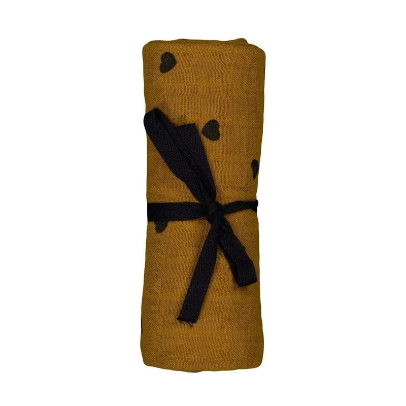 Mulltuch "Bianca Swaddle Black Heart Cumin"