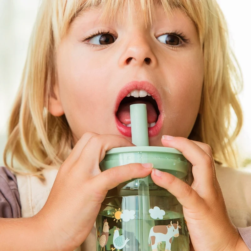 Kinder-Trinkglas Mepal Mio 250 ml mit Strohhalm - Forest Friends