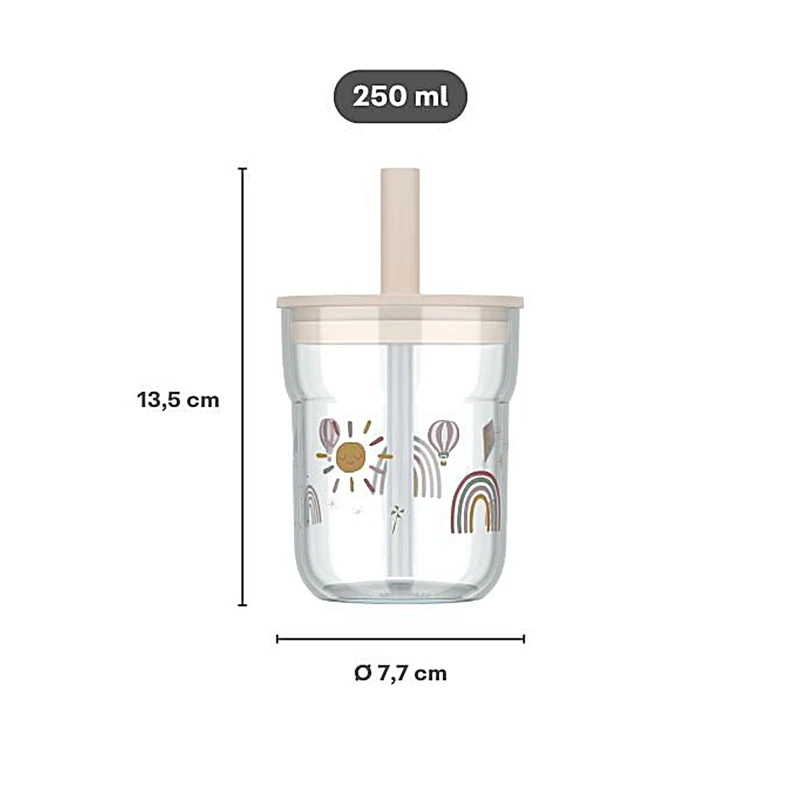 Kinder-Trinkglas Mepal Mio 250 ml mit Strohhalm - Forest Friends