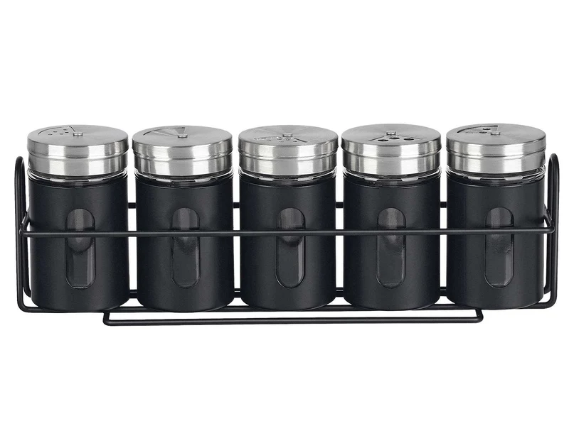 Cookinglife Kräuterregal Schwarz 5-teilig - Mit Kräuterspendern 80 ml