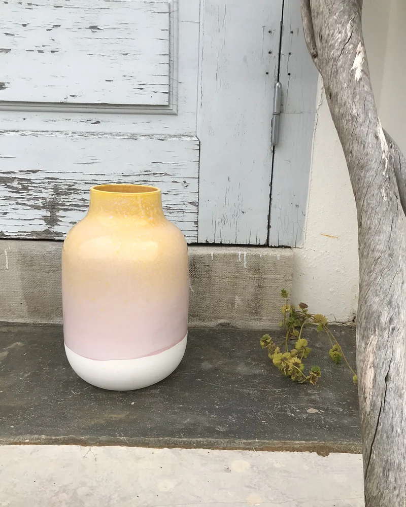 Nuno Vase L gesprenkelt gelb rosa