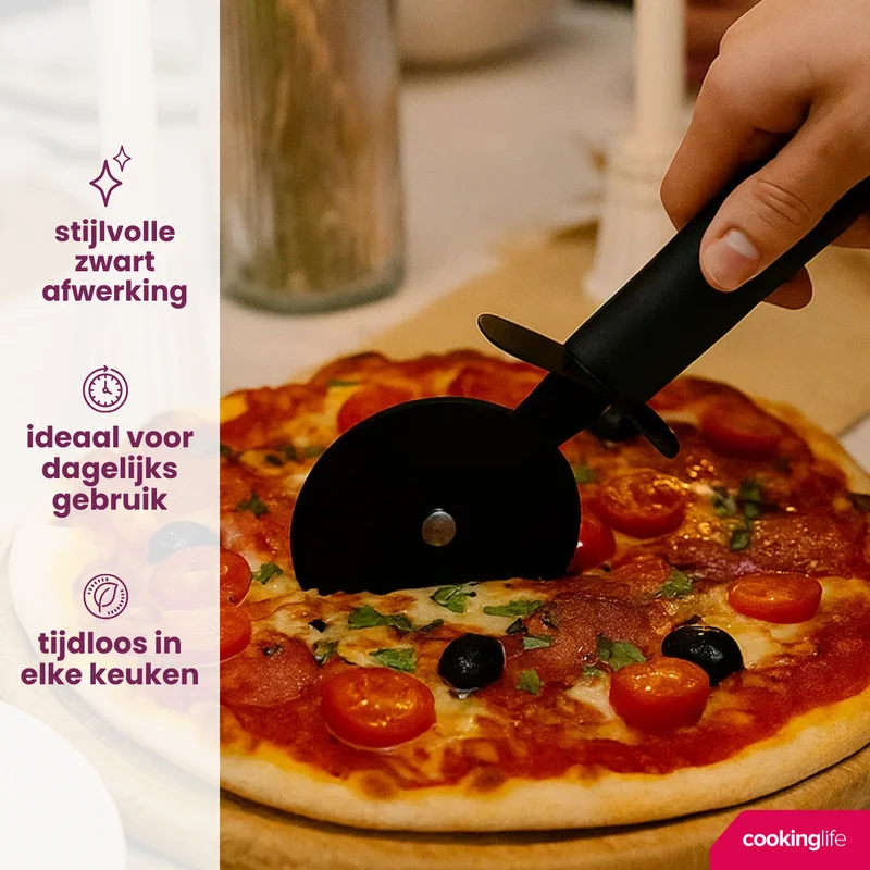 Cookinglife Pizzaschneider Schwarz 22 cm