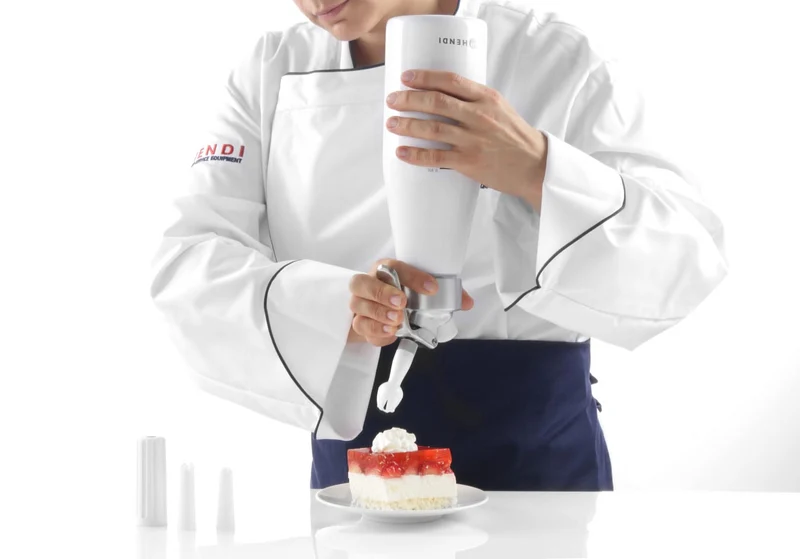 Hendi Sahnespender Weiß 950 ml + Sahnepatronen 10 Stück