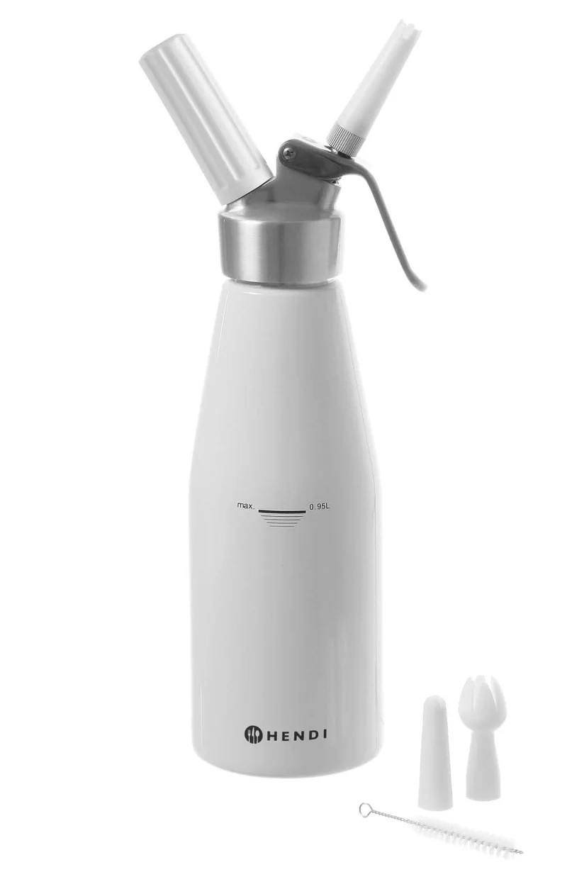 Hendi Sahnespender Weiß 950 ml + Sahnepatronen 10 Stück