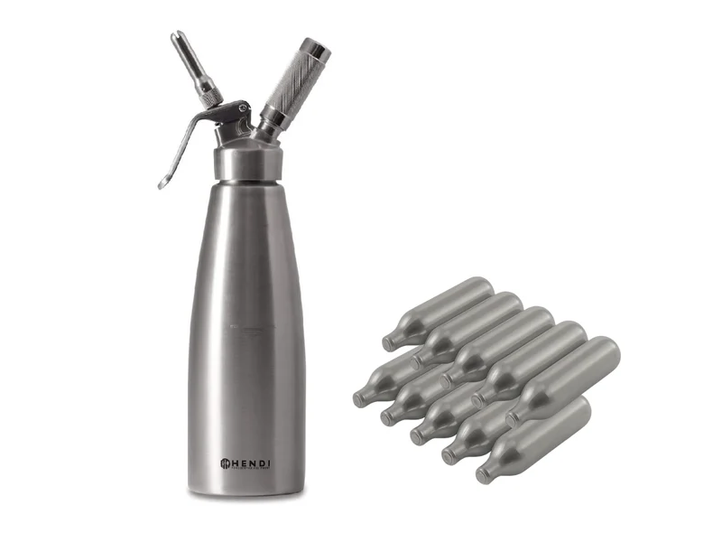 Hendi Sahnespender RVS 500 ml + Sahnepatronen 10 Stück