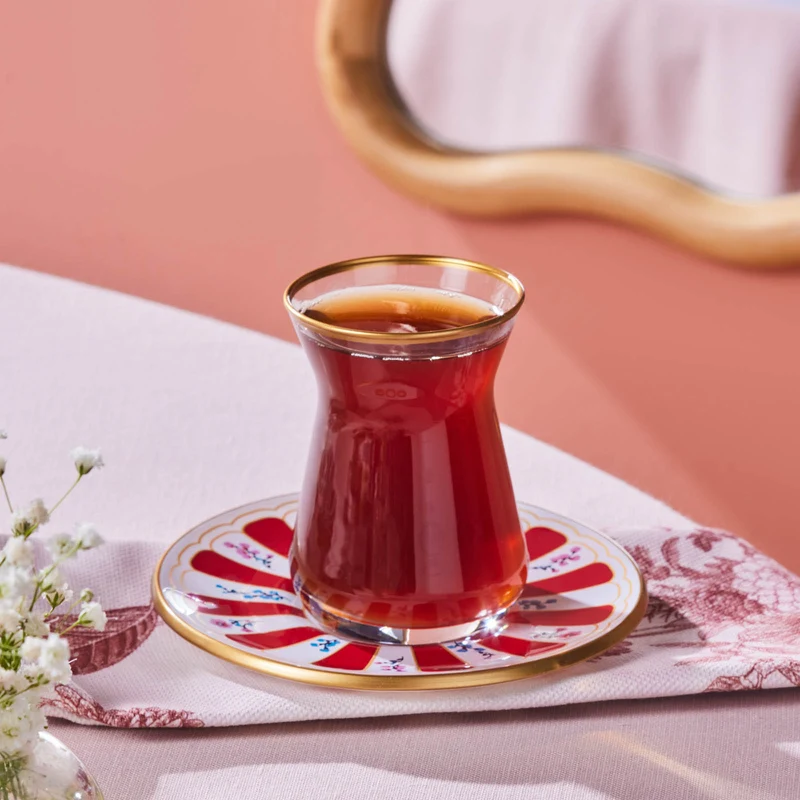 Karaca Bursa Türkisches Teeglas, 12-teilig, Rot