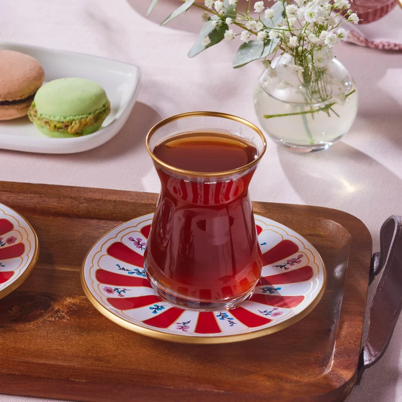 Karaca Bursa Türkisches Teeglas, 12-teilig, Rot