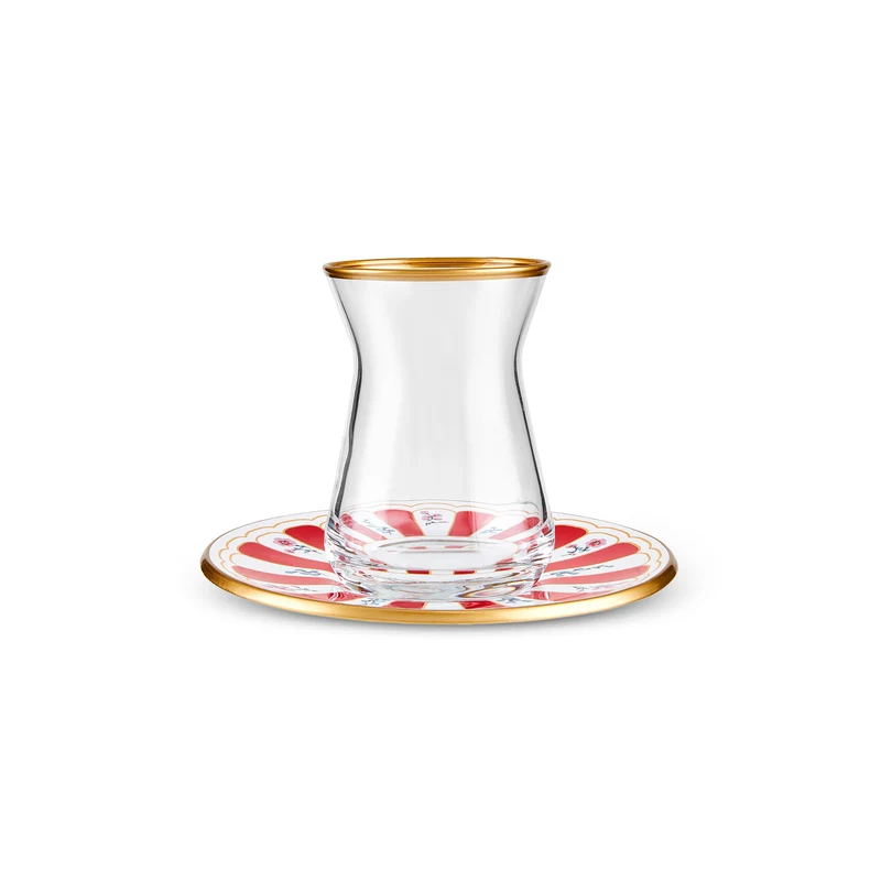 Karaca Bursa Türkisches Teeglas, 12-teilig, Rot