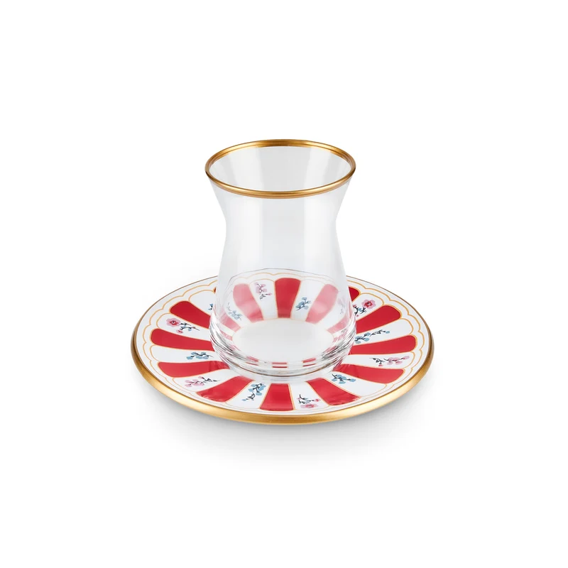 Karaca Bursa Türkisches Teeglas, 12-teilig, Rot