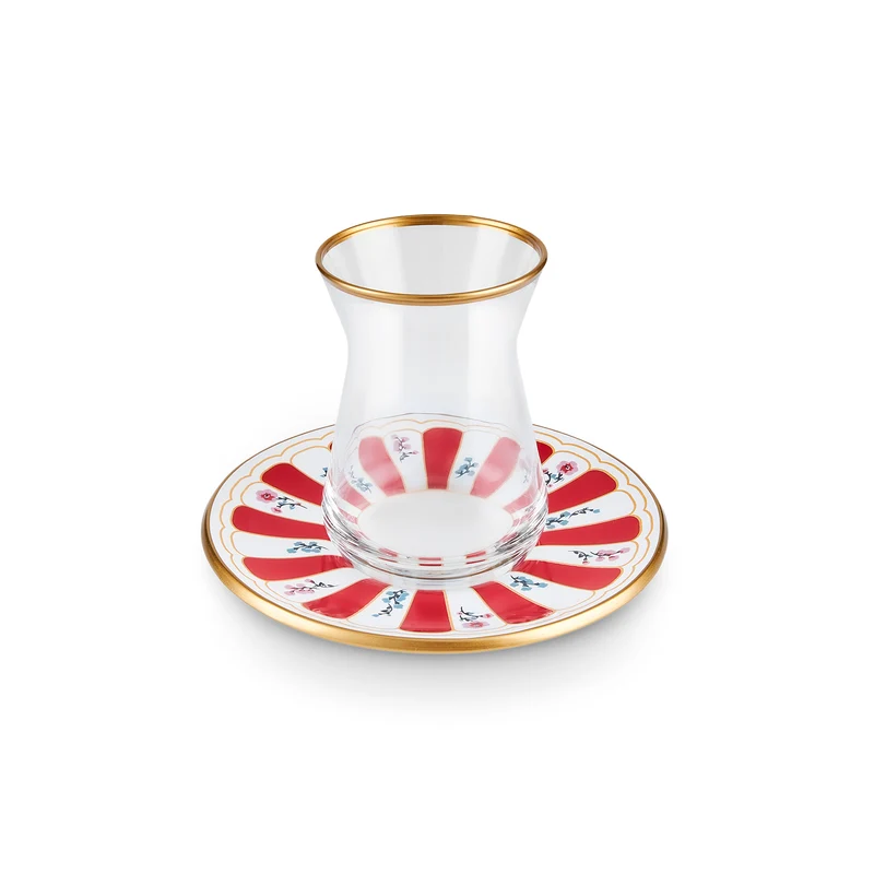 Karaca Bursa Türkisches Teeglas, 12-teilig, Rot