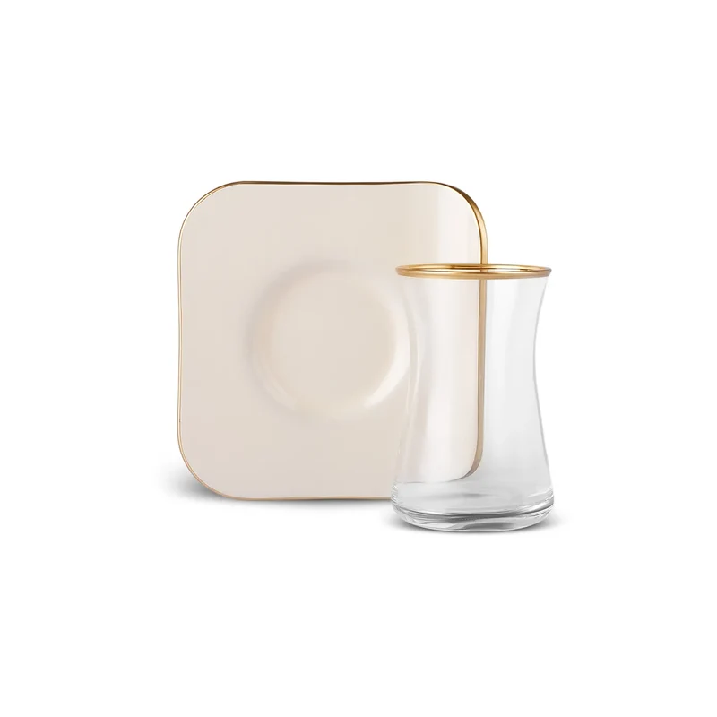 Karaca Retro Creme 6 Personen Platz Teetasse Set, 12 Teilig