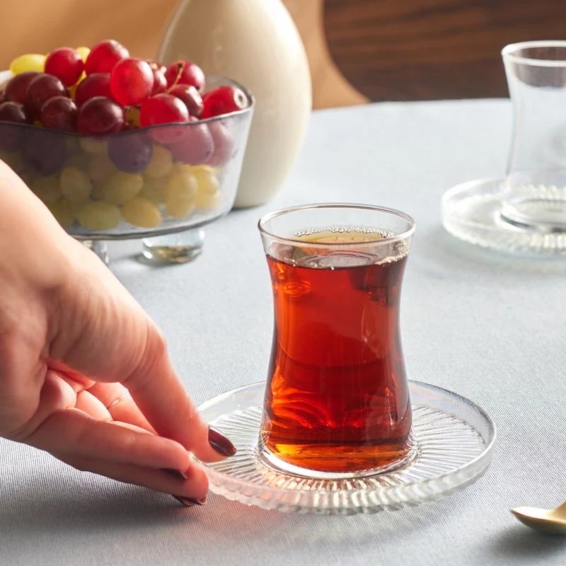 Karaca Lily 12-teiliges Türkisches Teeset für 6 Personen, 170 ml, Luster