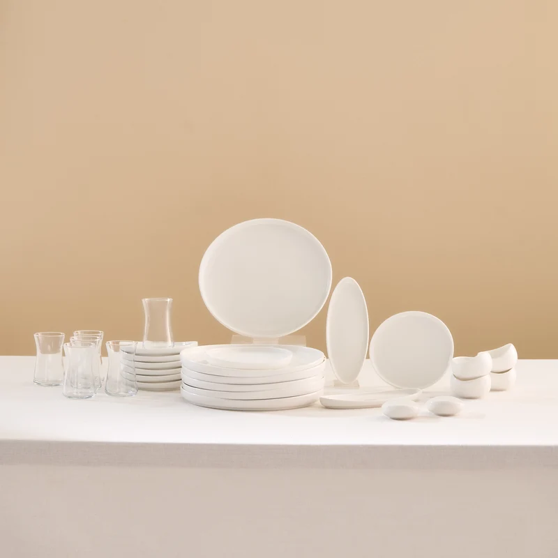 Karaca Bone China Olla 28-teiliges Servierset für 6 Personen, Weiß