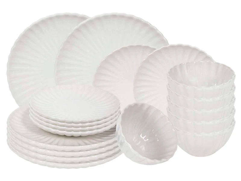 Cookinglife Geschirrset Cardida Off White 18-teilig / 6 Personen - 6 Speiseteller, 6 Frühstücksteller und 6 Schalen