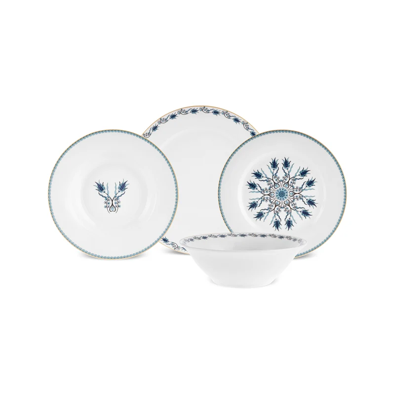 Karaca Forever Bone China Iznik 24-teiliges Tafelservice für 6 Personen, Mehrfarbig