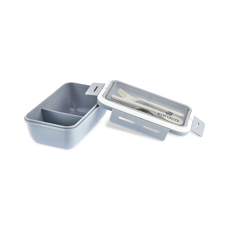 Karaca Fusca Lunchbox mit Gabel und Löffel Grau