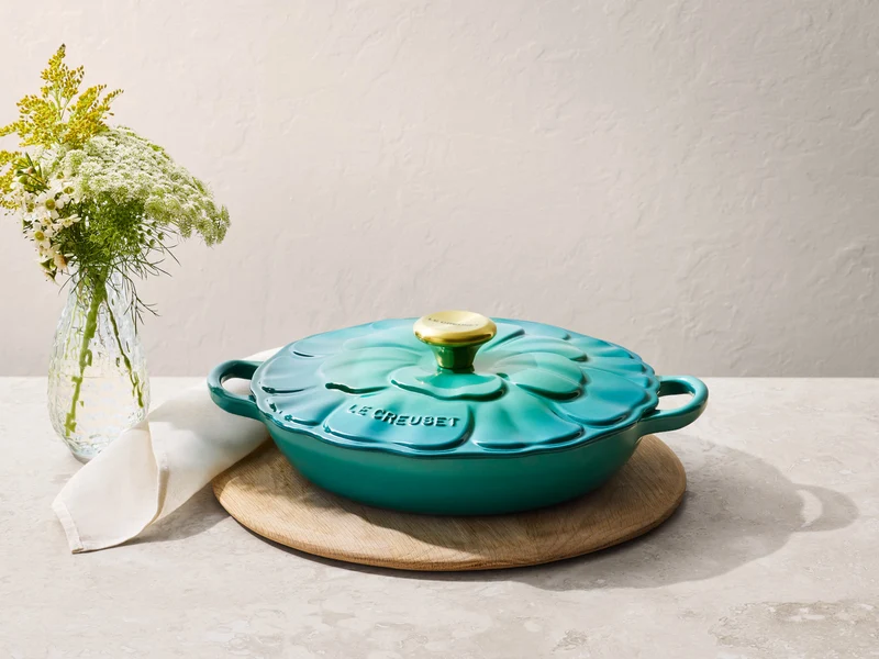Le Creuset Signature Gourmet-Profitopf Blume bleu riviera 26cm