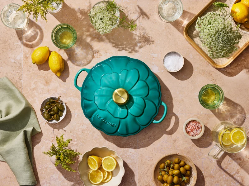 Le Creuset Signature Gourmet-Profitopf Blume bleu riviera 26cm