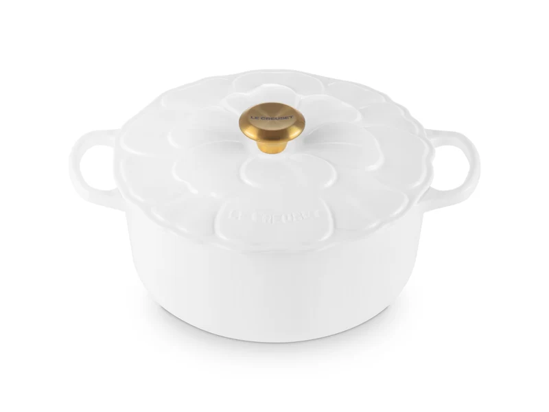 Le Creuset Bräter Blume Signature rund weiß 26cm