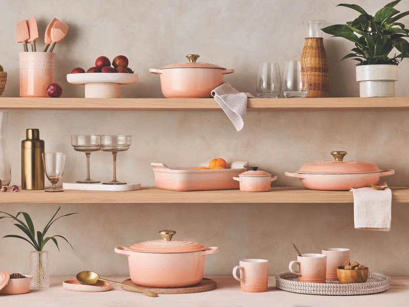 Le Creuset Gourmet-Profitopf Signature rund mit Goldknopf pêche 26cm