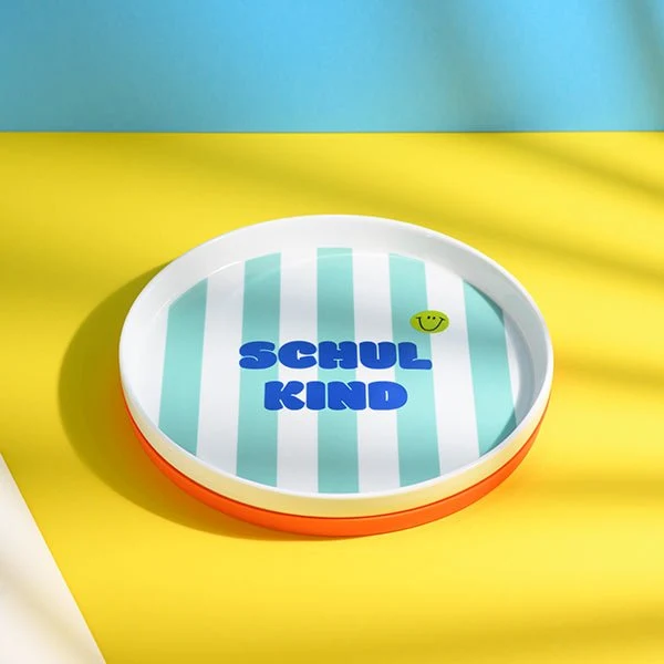 Porzellan-Set Schulkind Streifen, türkis und grün