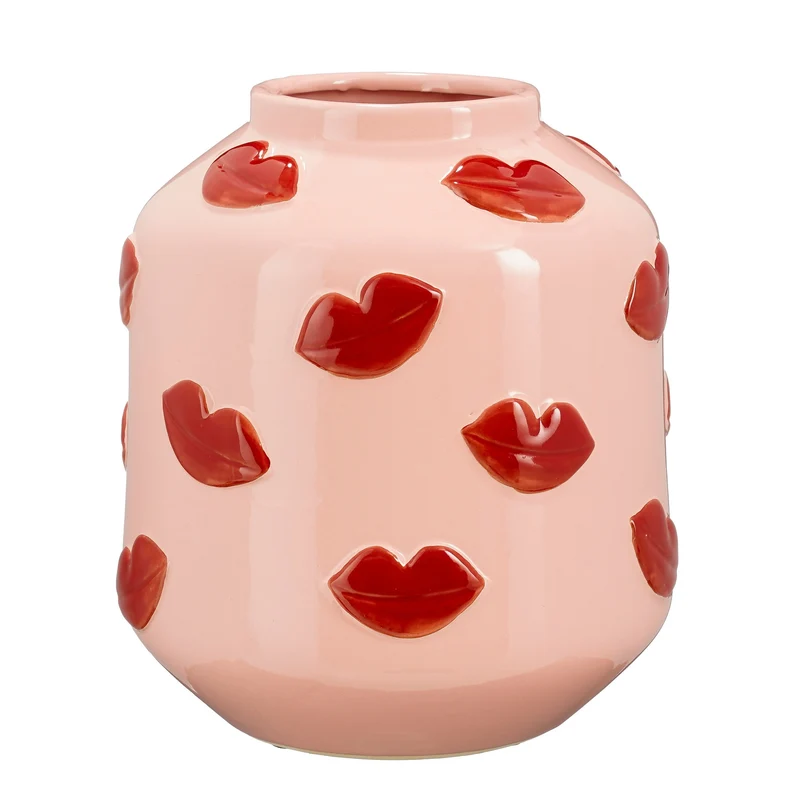 Vaas lippen l.roze - h30xd27cm