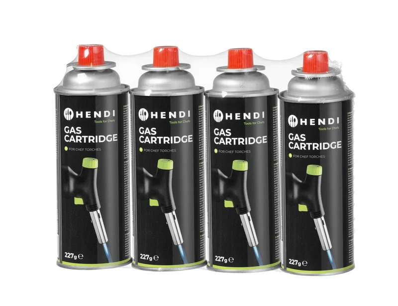 Hendi Creme Brulee Brenner / Kochbrenner - mit Gaszylinder - Jet + Butan Gas Nachfüllung - 4 Stück