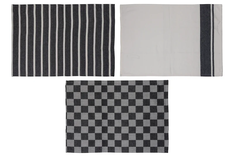 Cosy & Trendy Geschirrtücher Stoff Schwarz Chambray 50 x 70 cm - 3-teilig