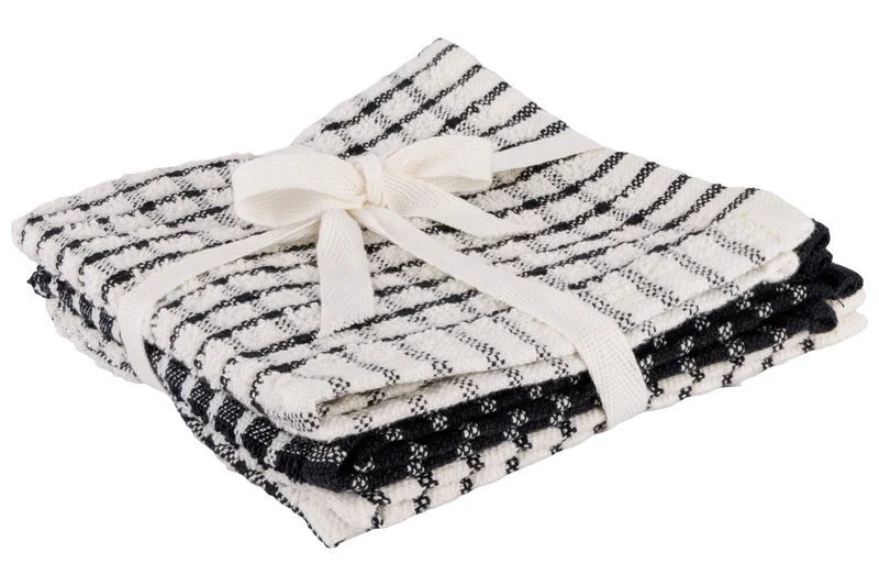 Cosy & Trendy Spültuch Stoff Schwarz Chambray 30 x 30 cm - 3-teilig