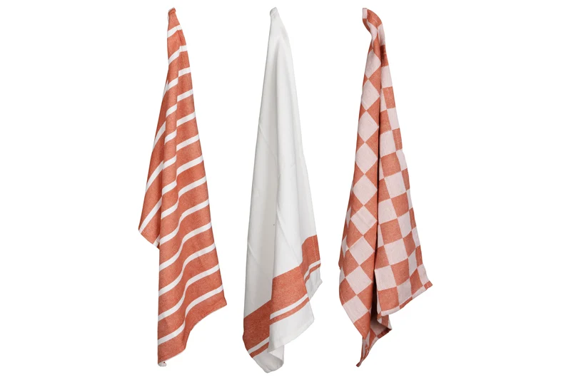 Cosy & Trendy Geschirrtücher Stoff Rost 50 x 70 cm - 3-teilig