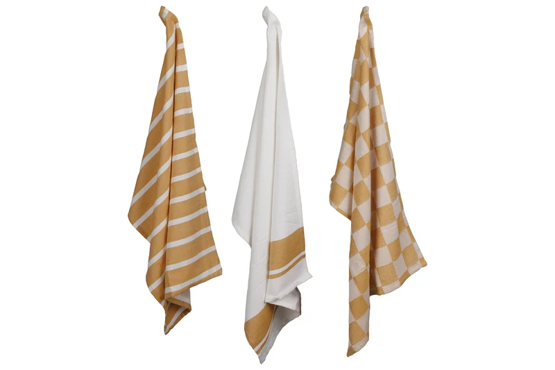 Cosy & Trendy Geschirrtücher Stoff Amber Gold 50 x 70 cm - 3-teilig
