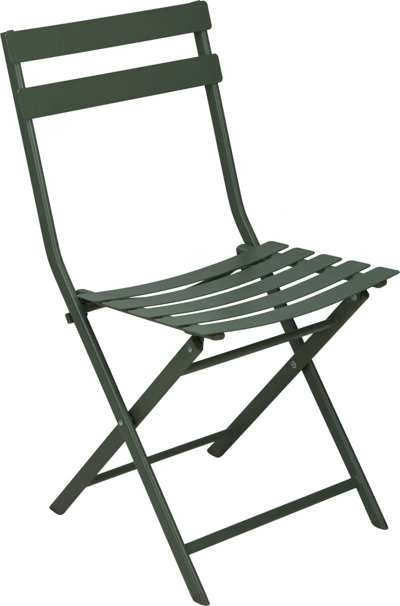 BISTROSET 2 STOELEN 50x42x81CM + 1 TAFEL D60 H71CM MAT GROEN METAAL