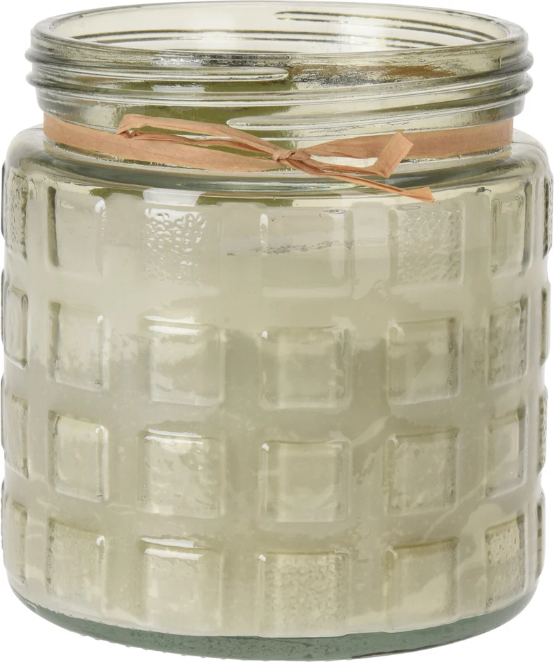 CITRONELLA KAARS IN GLAZEN POT D11,2 H12CM 4 ASSORTIE GROEN/LICHT GROEN/BEIGE/GREY