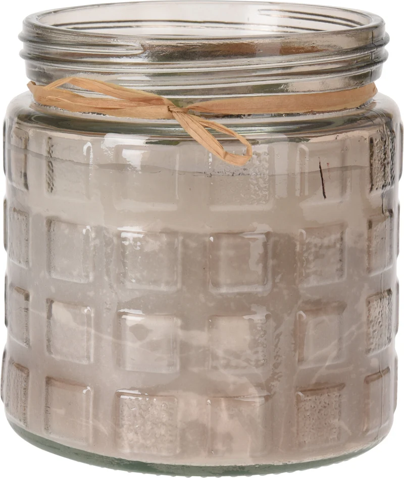 CITRONELLA KAARS IN GLAZEN POT D11,2 H12CM 4 ASSORTIE GROEN/LICHT GROEN/BEIGE/GREY