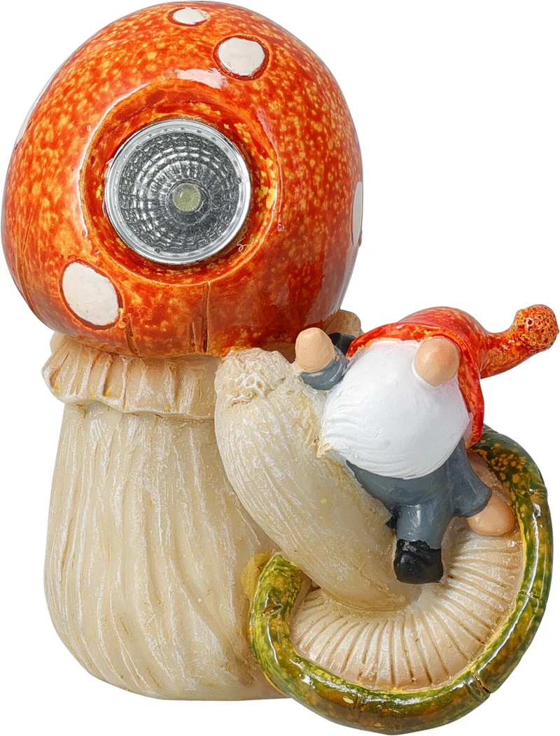 GNOME POLYESTER OP PADDENSTOEL 13,5x10x6CM 3 ASSORTIE