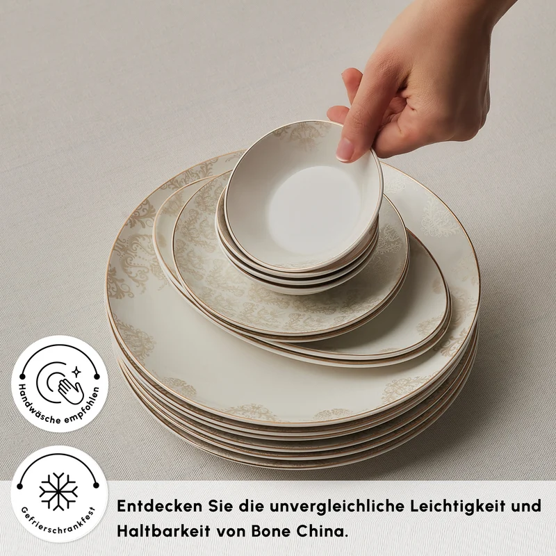 Karaca Bone China Siena 20-teiliges Tafelservice für 6 Personen, Weiß