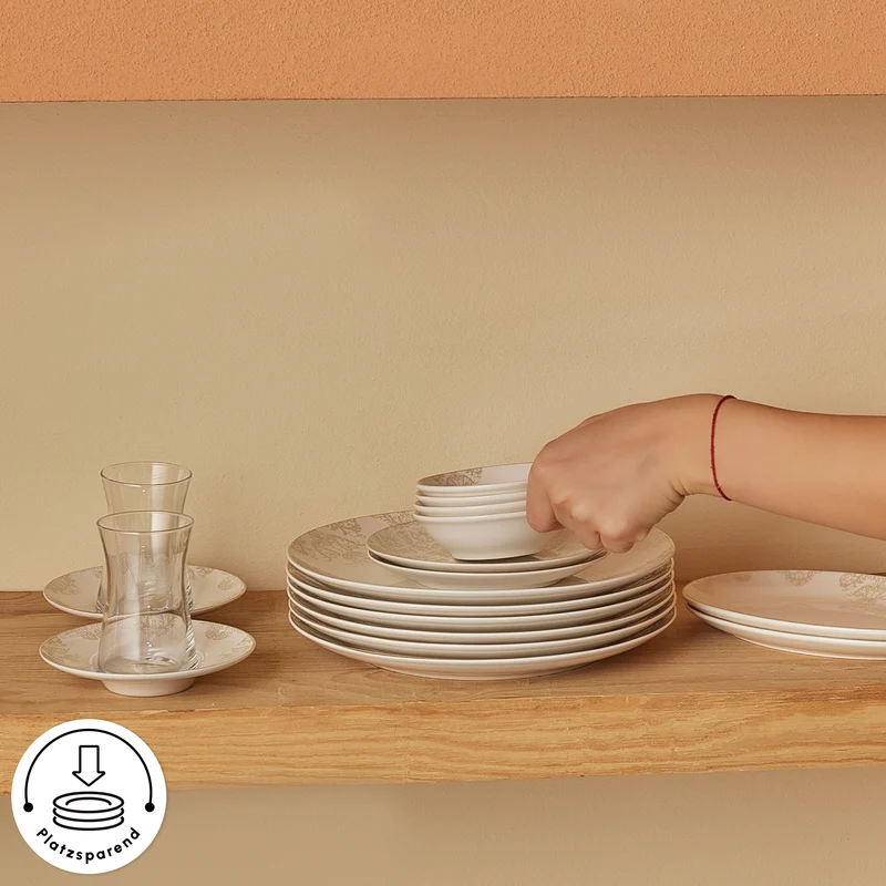 Karaca Bone China Siena 20-teiliges Tafelservice für 6 Personen, Weiß
