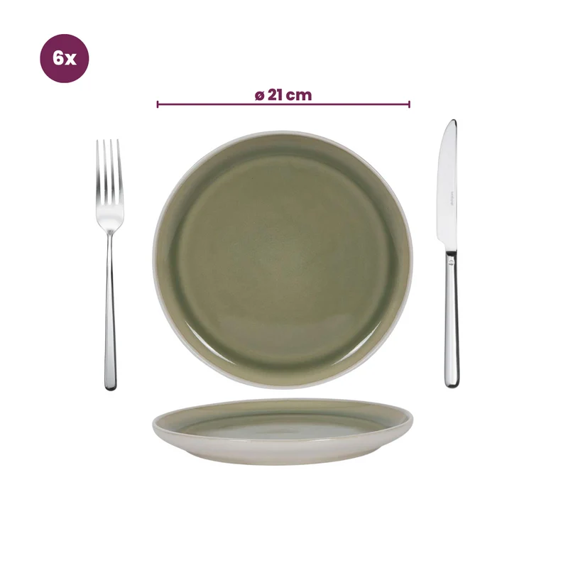 Cookinglife Frühstücksteller Mos grün ø 21 cm - 6 Stück