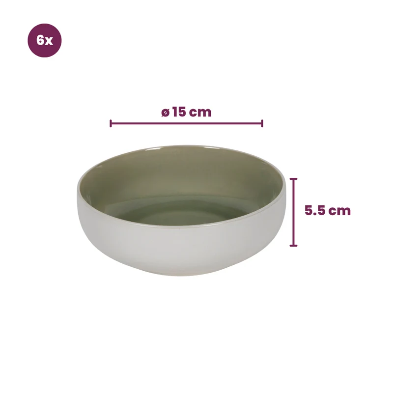Cookinglife Suppenschalen / Schalen Mosgrün ø 16,5 cm - 6 Stück