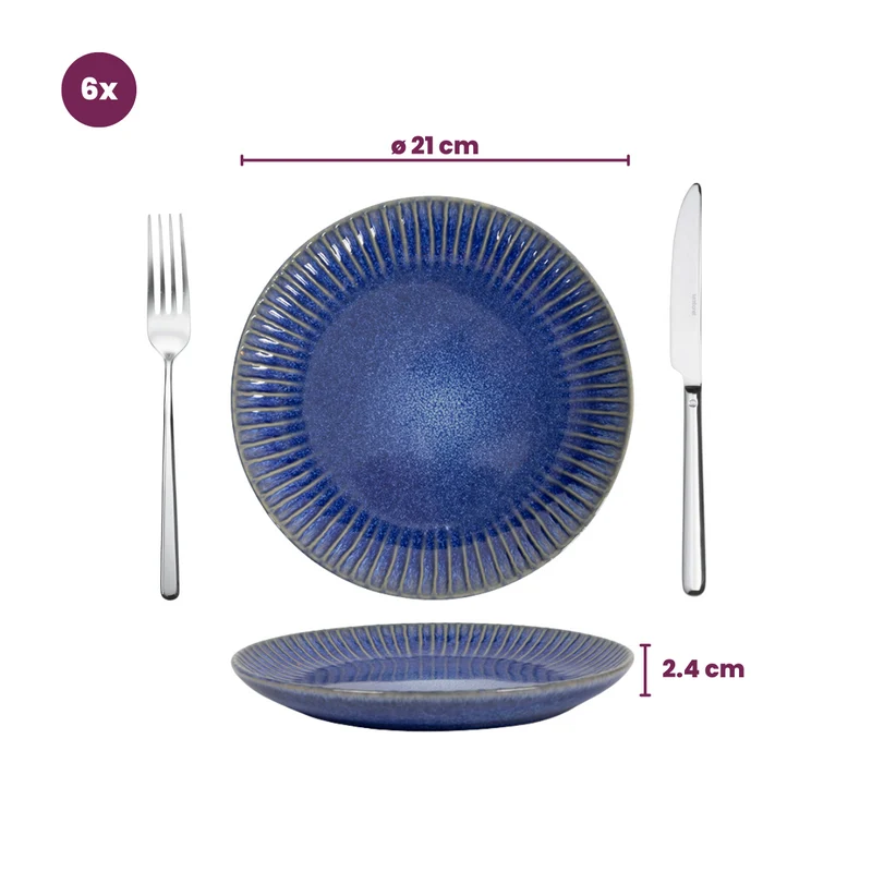 Cookinglife Geschirrset Aqua Maris 18-teilig / 6 Personen - 6 Speiseteller, 6 Frühstücksteller und 6 Schalen