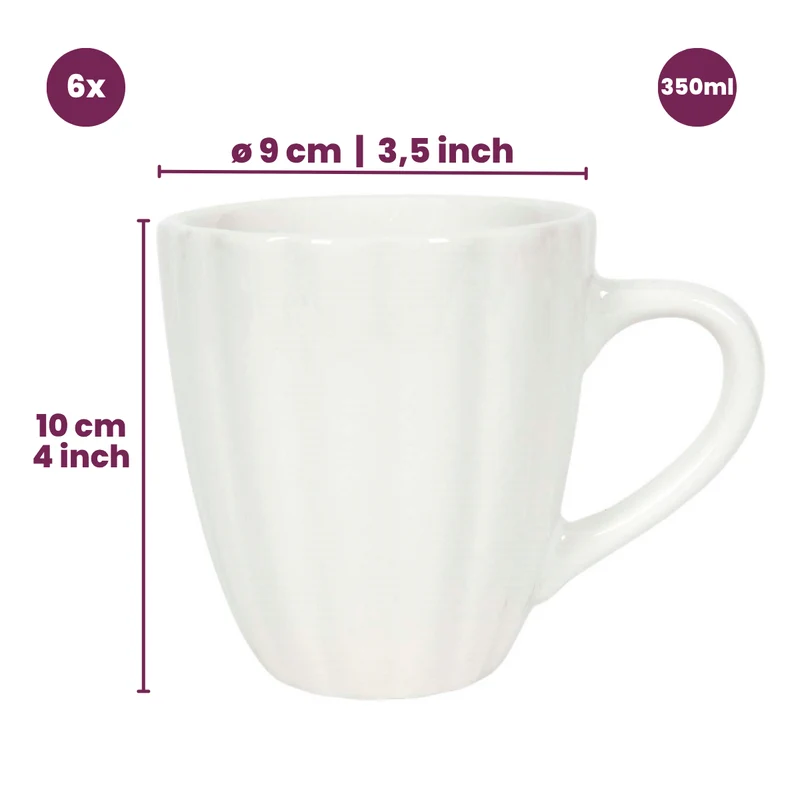 Cookinglife Tassen Cardida Off White 350 ml - 6 Stuks