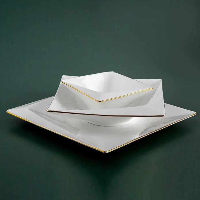 Jumbo Fold Gold 58-teiliges eckiges Tafelservice für 12 Personen