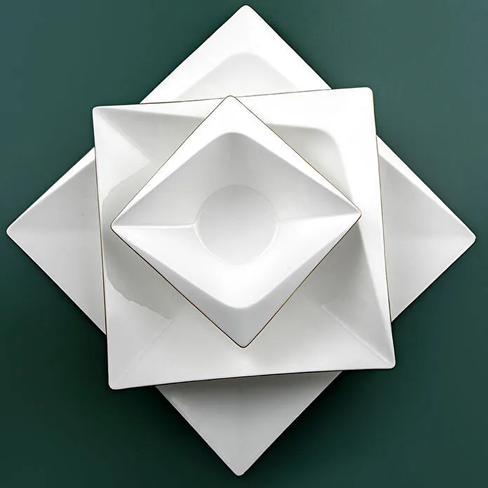 Jumbo Fold Gold 58-teiliges eckiges Tafelservice für 12 Personen