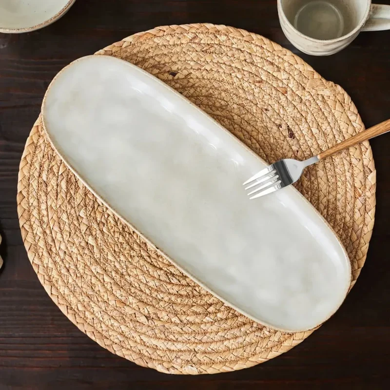 Karaca Aria Reactive Glaze Servierplatte, 38cm, Beige