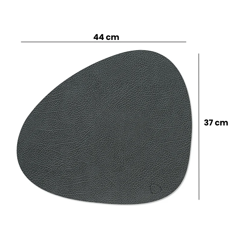 LIND DNA Tischsets Hippo - Leder - Schwarz Anthrazit - Curved - 44 x 37 cm - 2 Stück