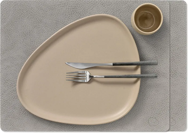 LIND DNA Tischsets Hippo - Leder - Anthrazitgrau - 45 x 35 cm - 2 Stück